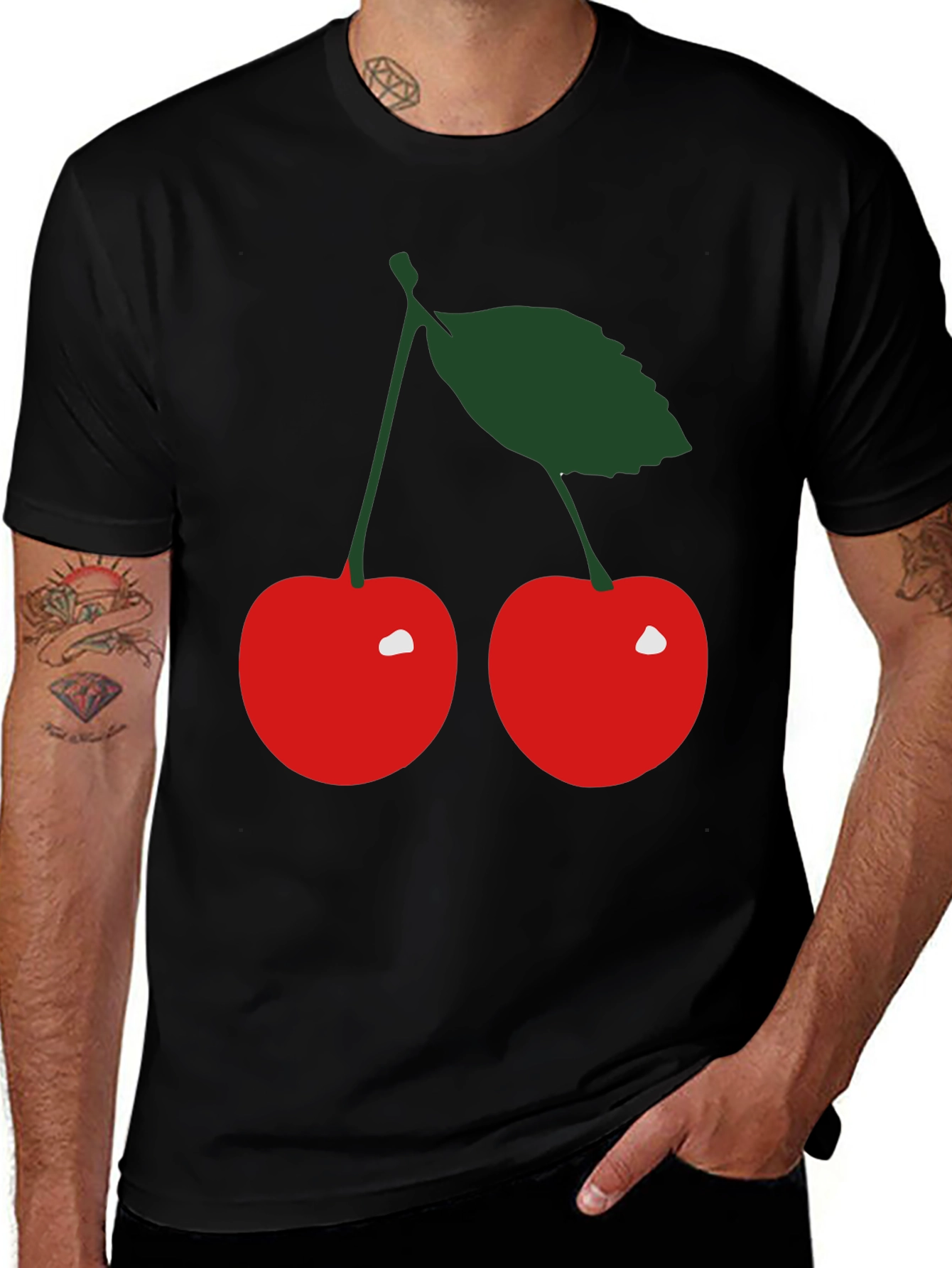 Cherry Graphic Black T-Shirt