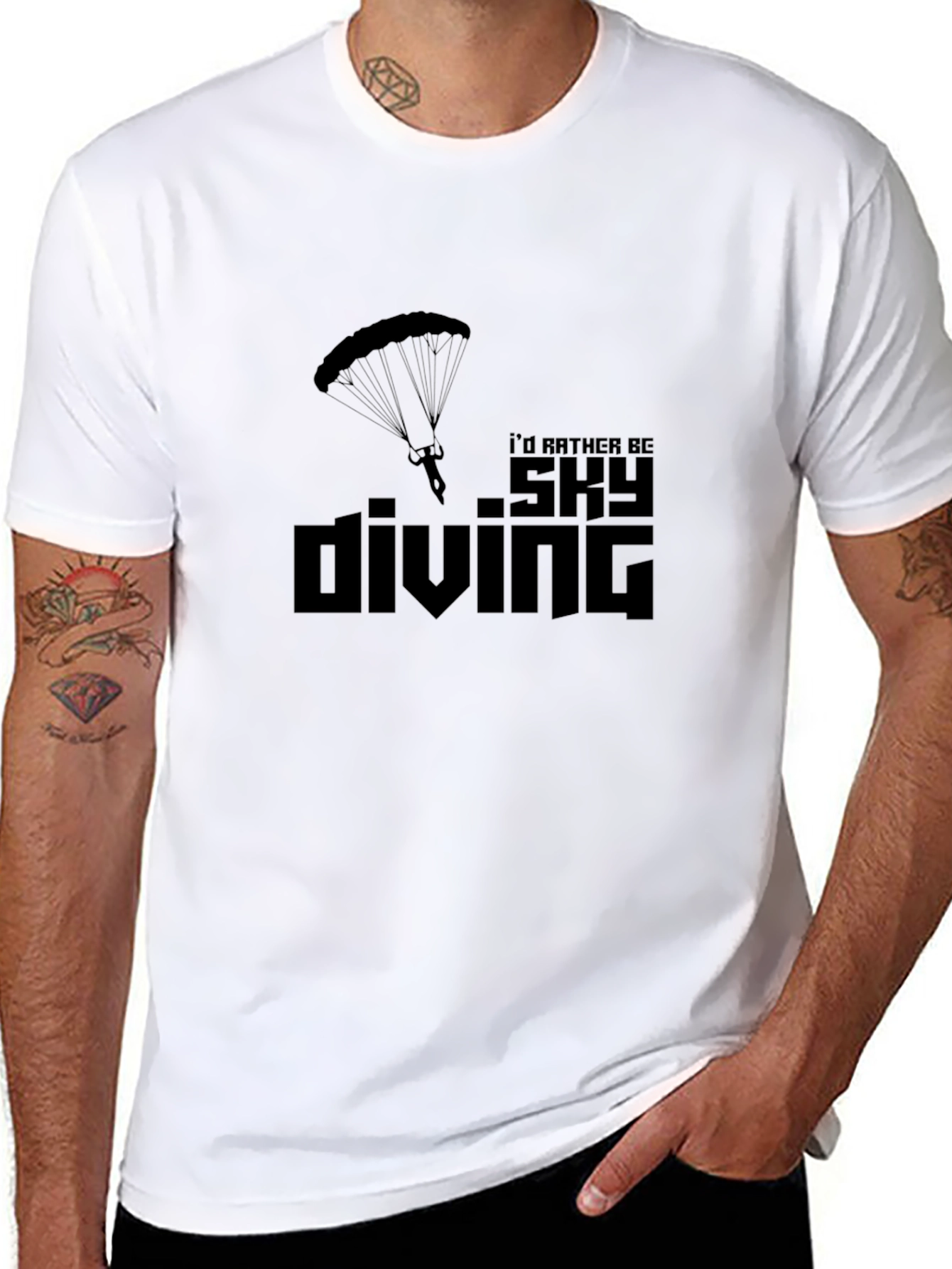 Skydiving T-Shirt - Id Rather Be Skydiving Black Tee