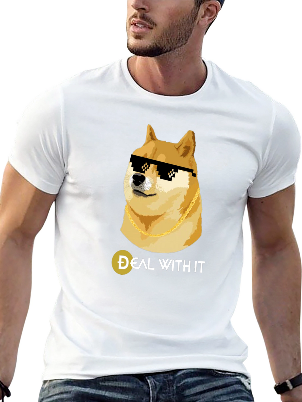 Doge Deal With It Black T-Shirt