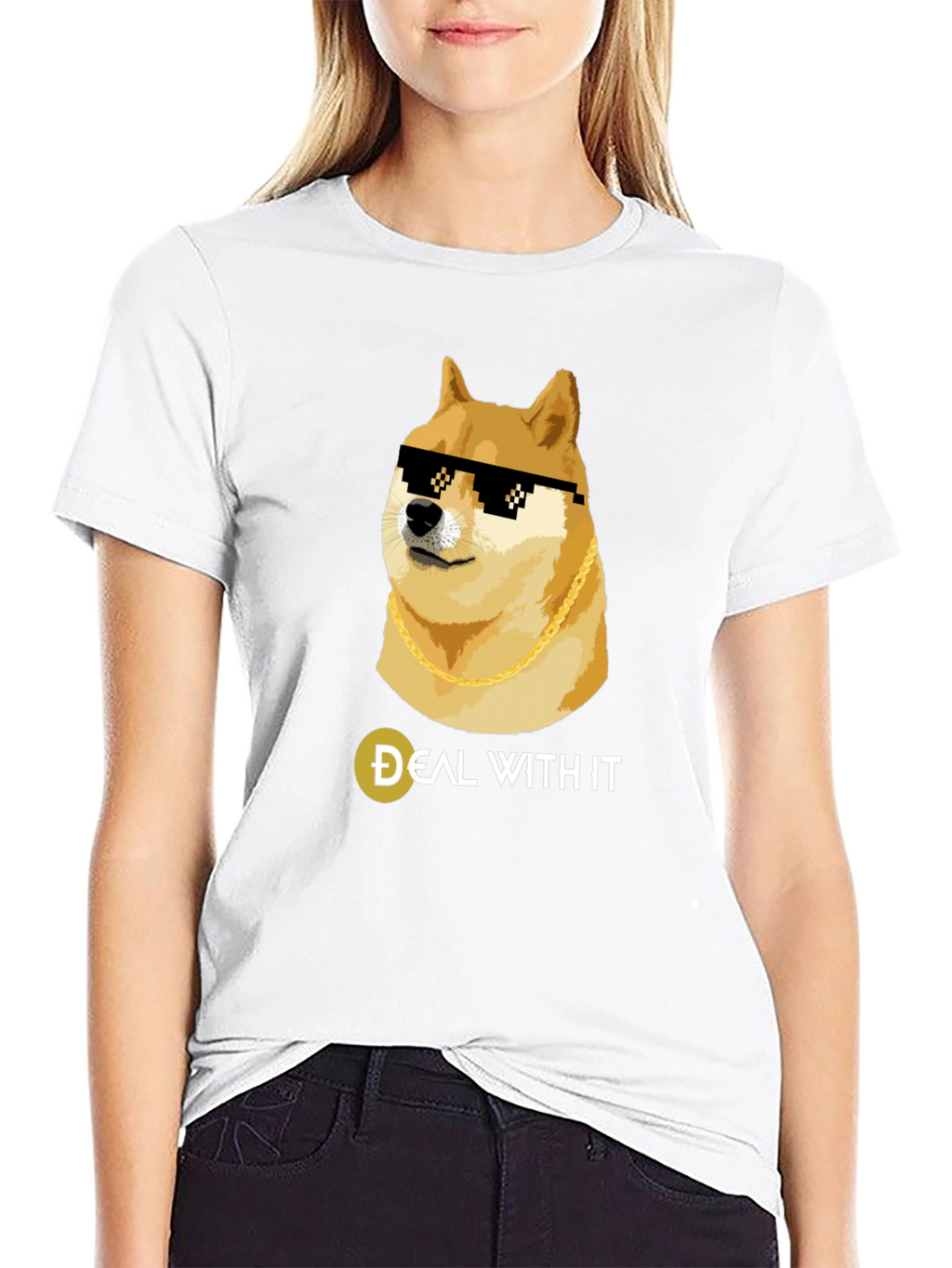 Doge Deal With It Black T-Shirt