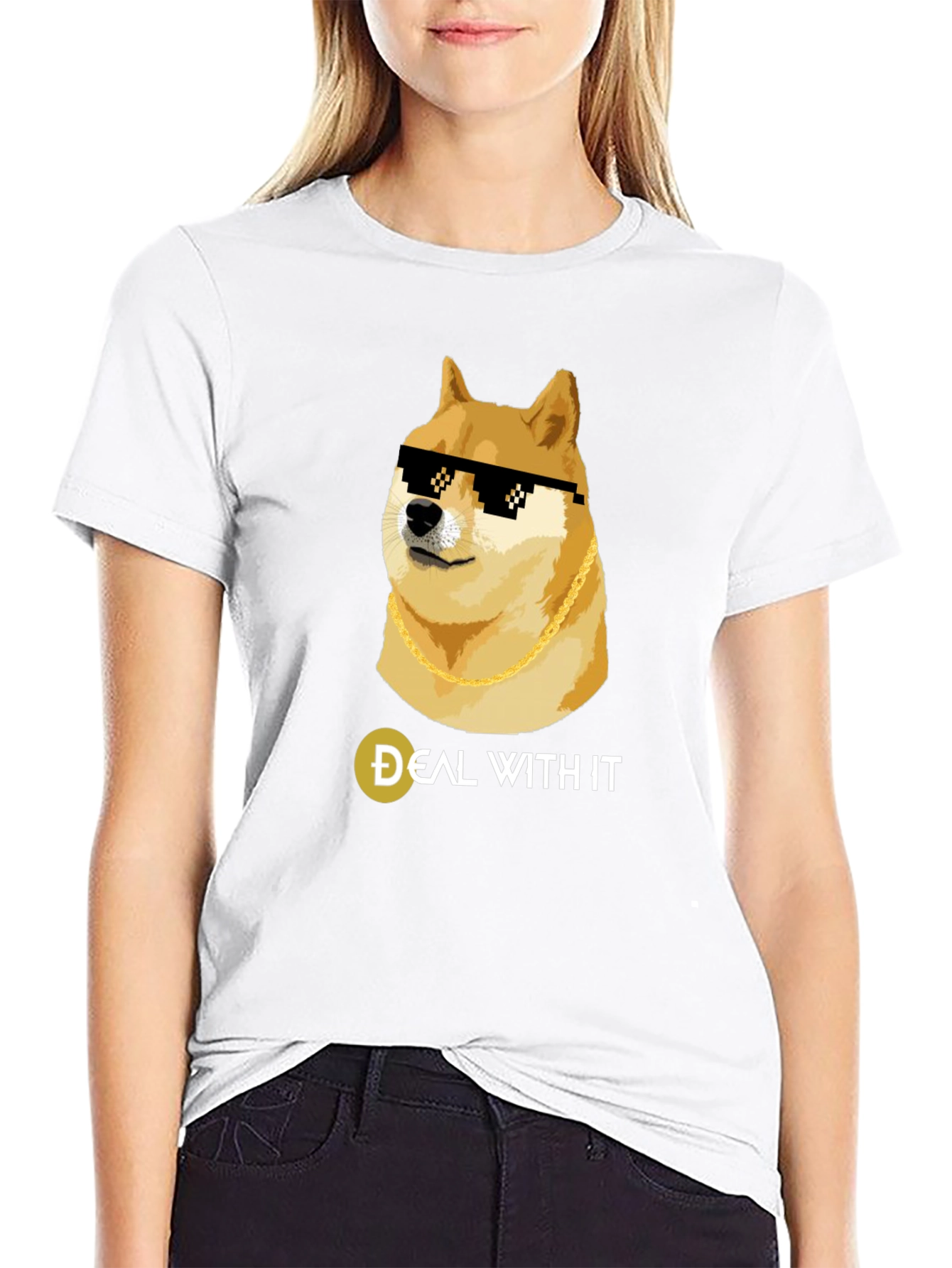 Doge Deal With It Black T-Shirt