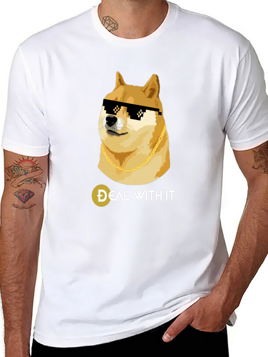 Doge Deal With It Black T-Shirt