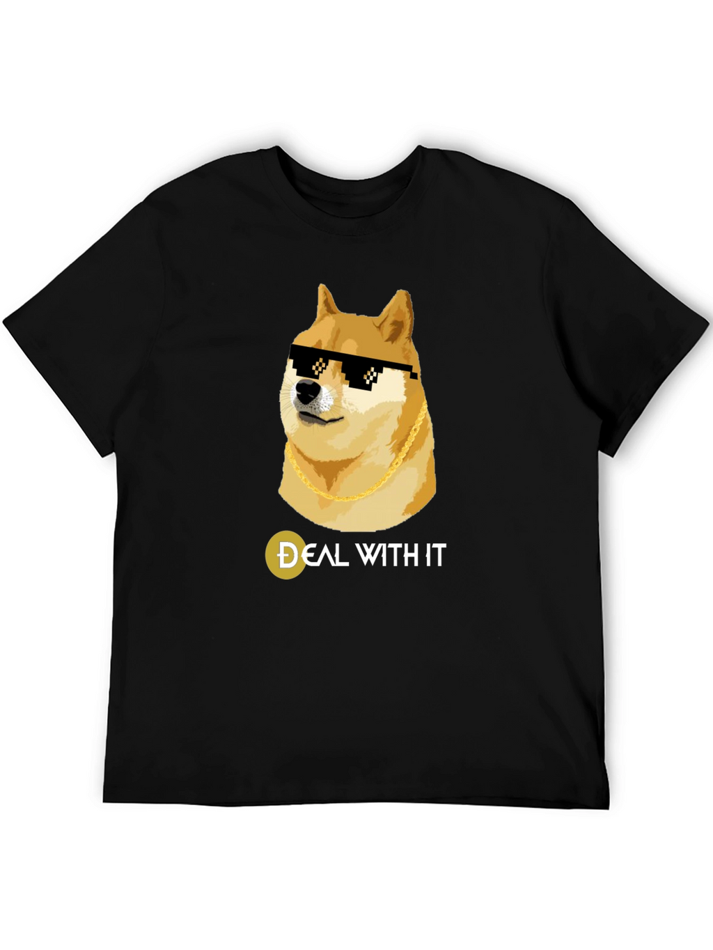 Doge Deal With It Black T-Shirt