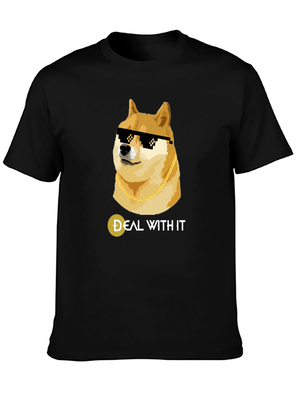 Doge Deal With It Black T-Shirt