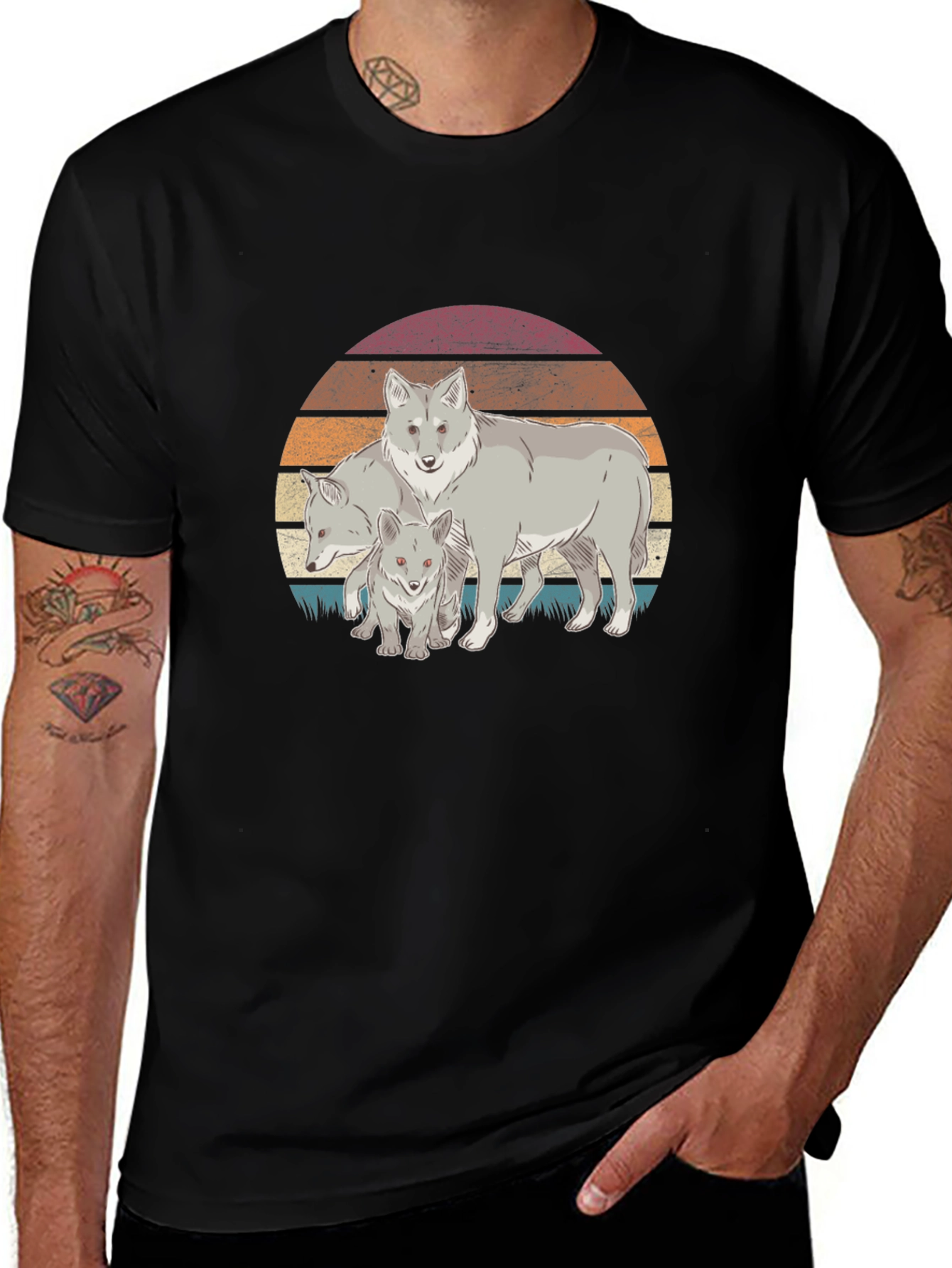 Wolf Pack Sunset Graphic Tee - Black