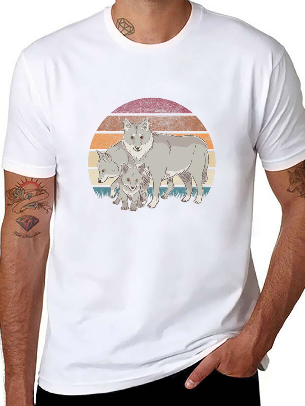 Wolf Pack Sunset Graphic Tee - Black