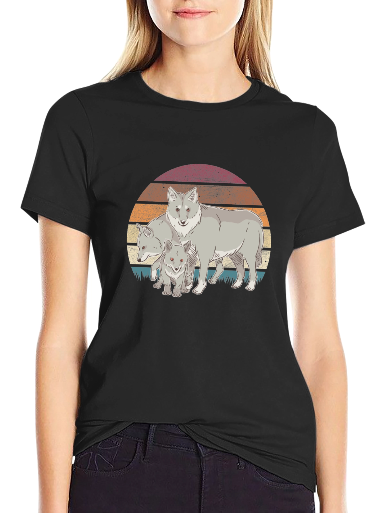 Wolf Pack Sunset Graphic Tee - Black