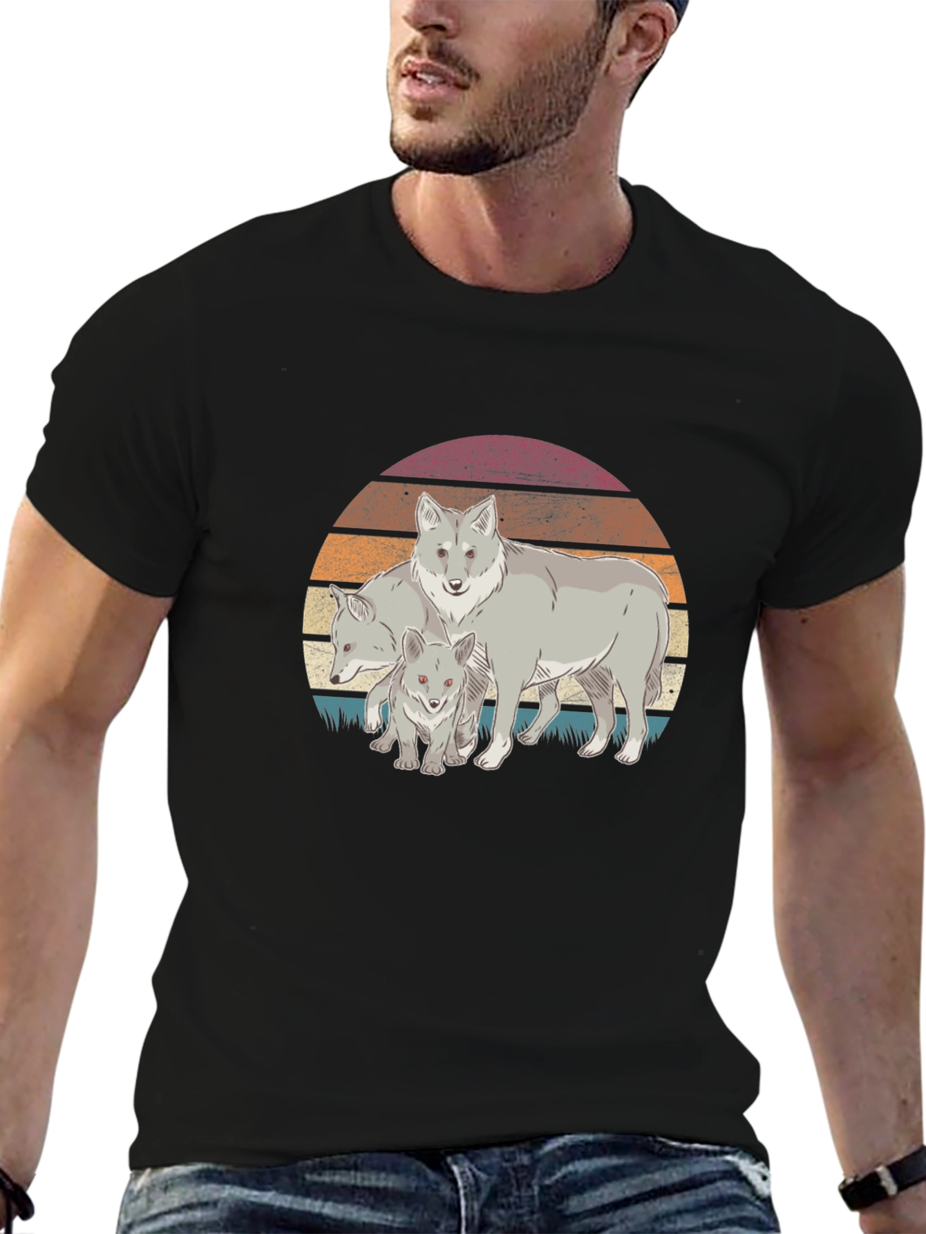 Wolf Pack Sunset Graphic Tee - Black