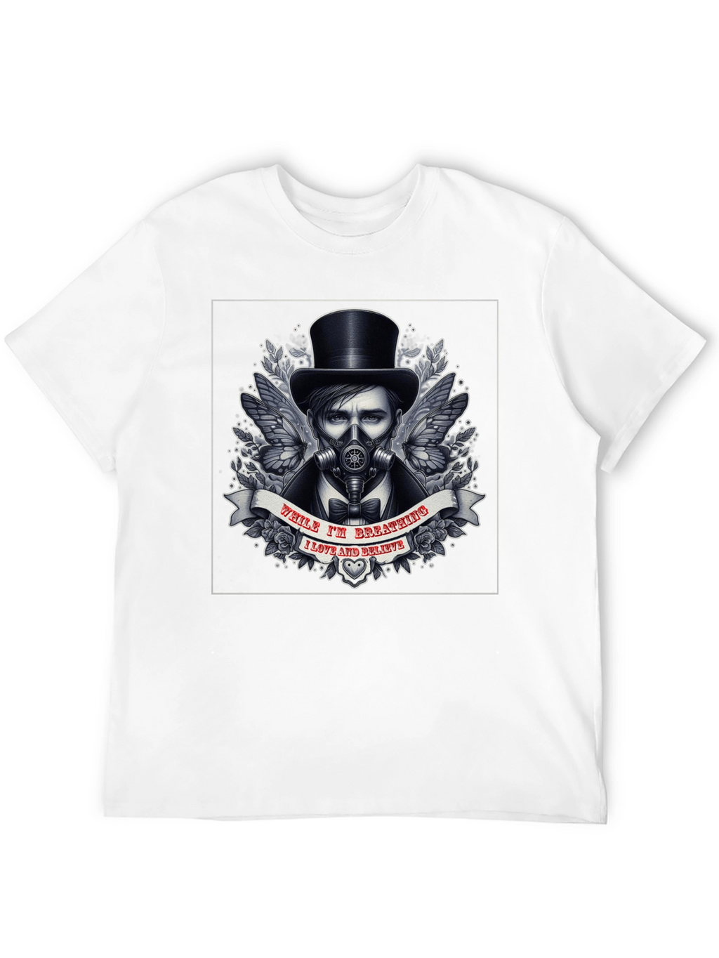 Steampunk Gas Mask Top Hat Graphic T-Shirt
