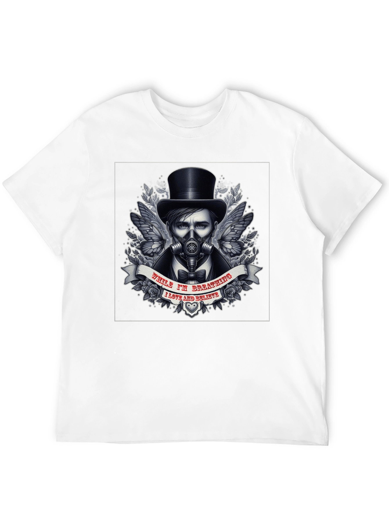 Steampunk Gas Mask Top Hat Graphic T-Shirt