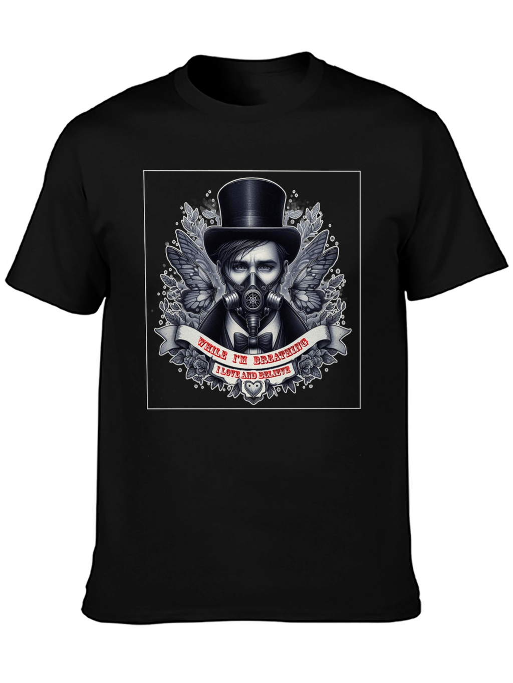 Steampunk Gas Mask Top Hat Graphic T-Shirt