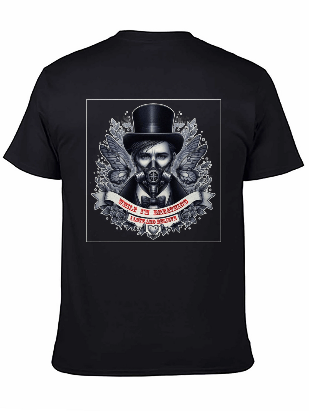 Steampunk Gas Mask Top Hat Graphic T-Shirt