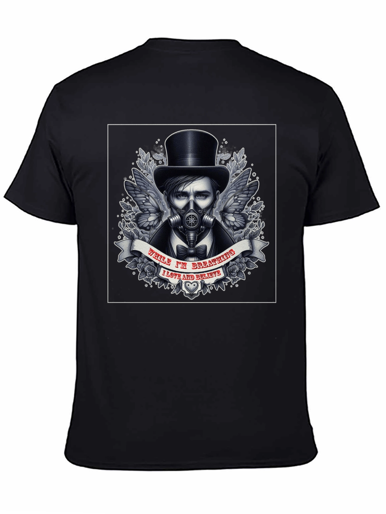 Steampunk Gas Mask Top Hat Graphic T-Shirt