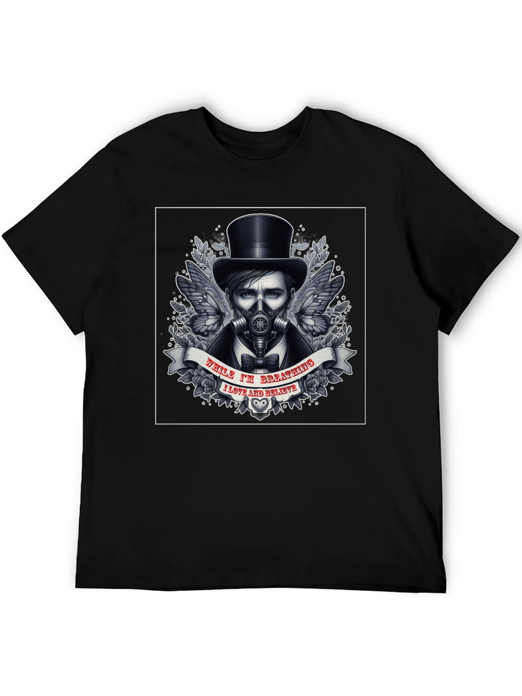Steampunk Gas Mask Top Hat Graphic T-Shirt