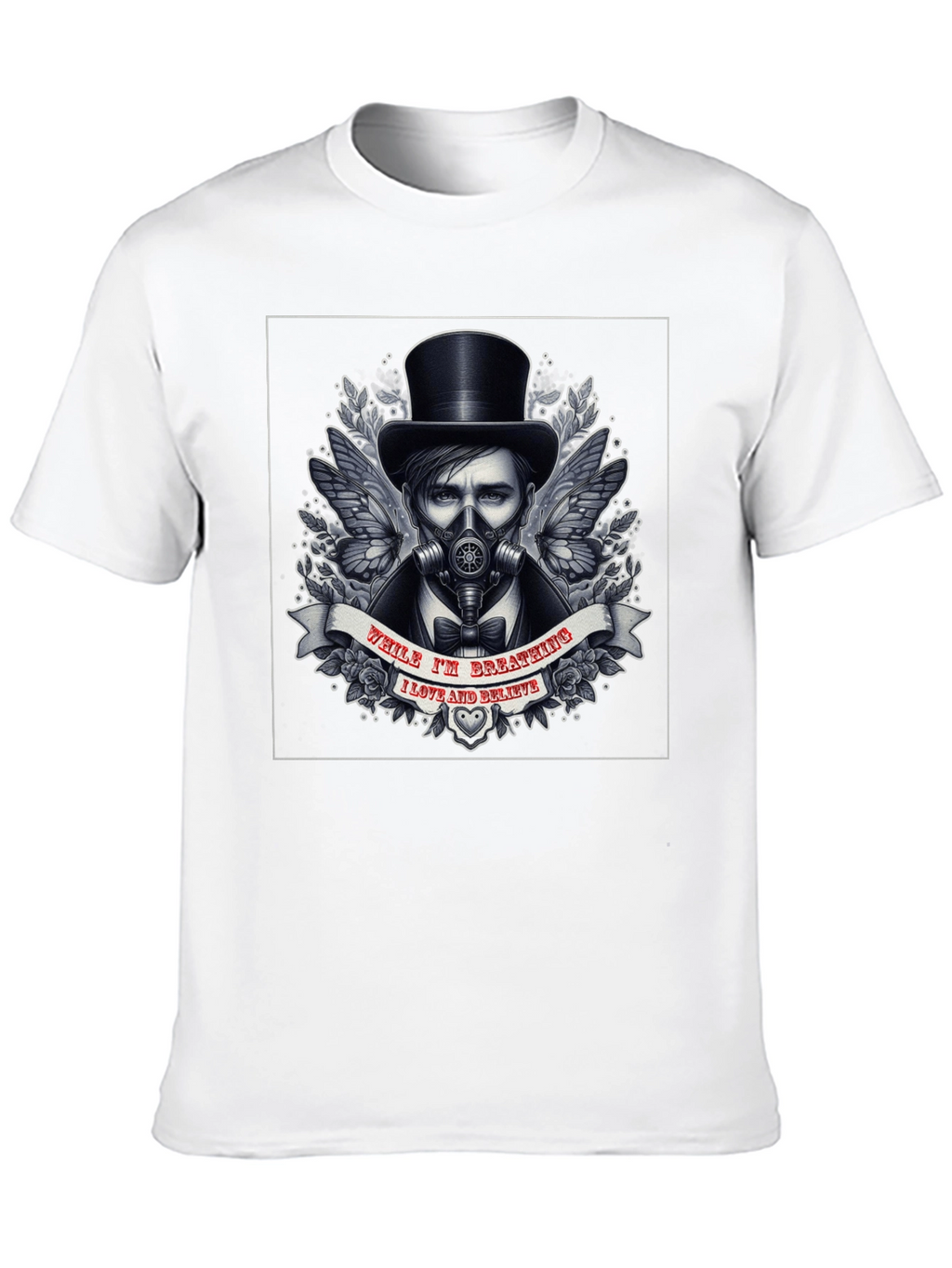 Steampunk Gas Mask Top Hat Graphic T-Shirt