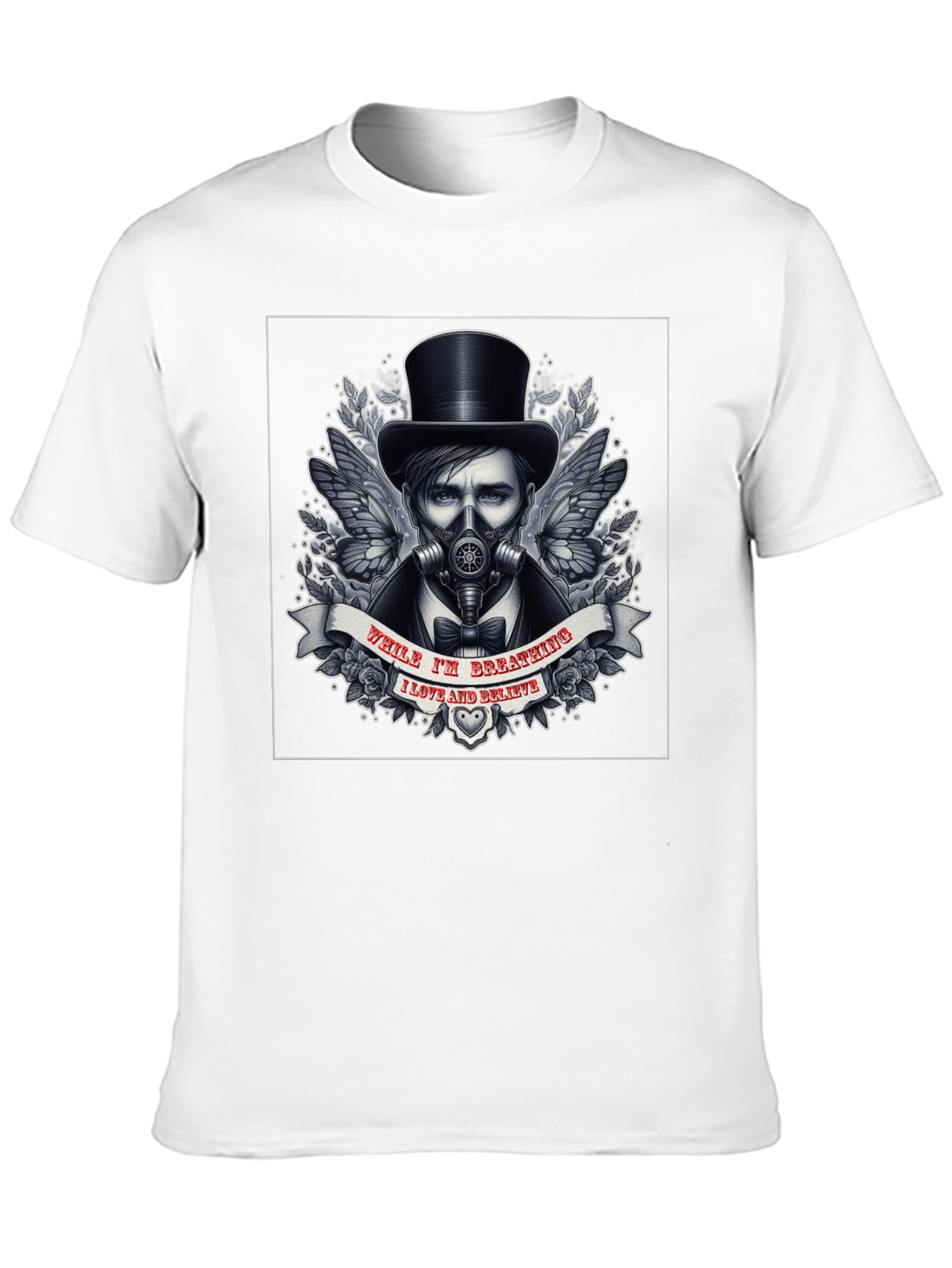 Steampunk Gas Mask Top Hat Graphic T-Shirt