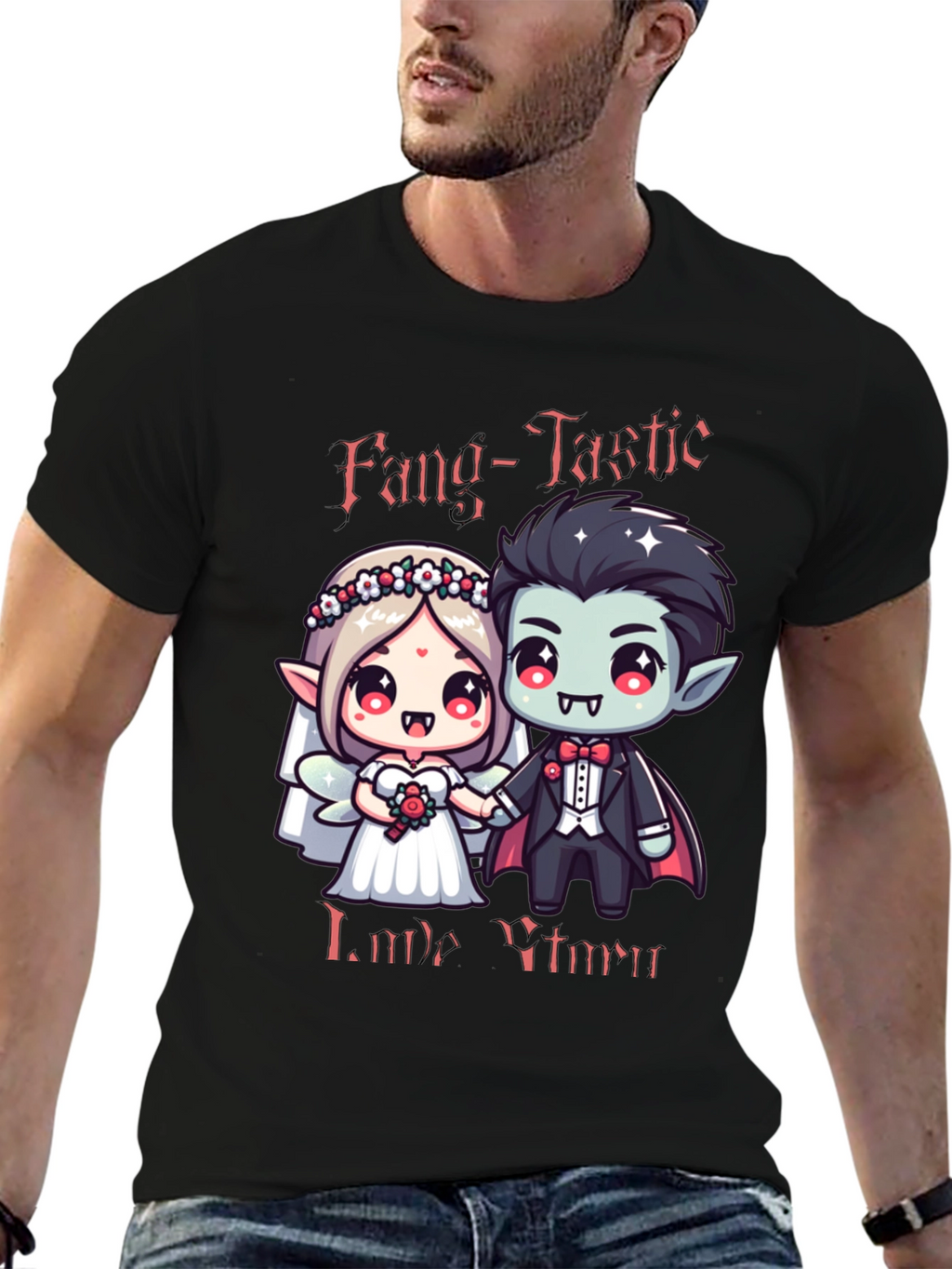 Fang-Tastic Vampire Couple Graphic Tee