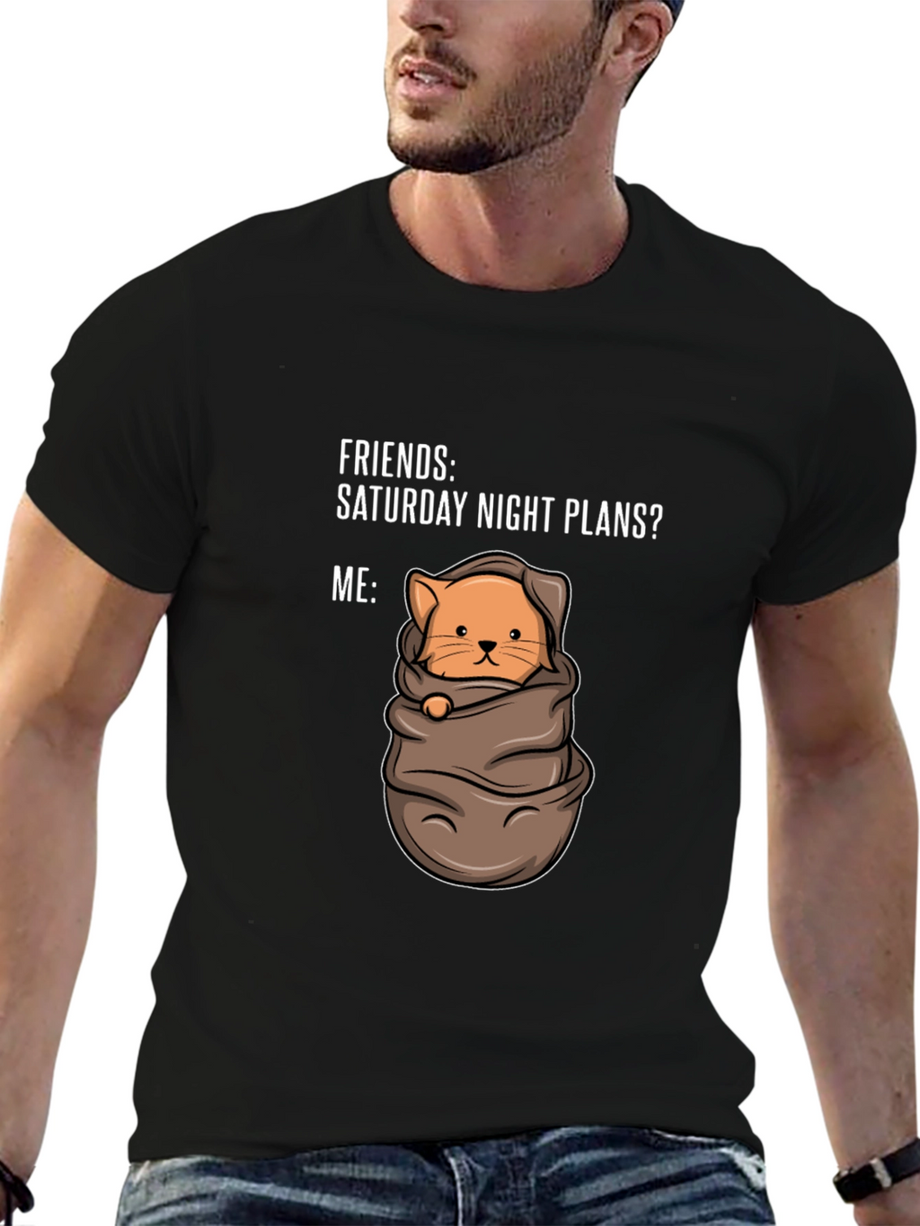 Cozy Cat Saturday Night T-Shirt