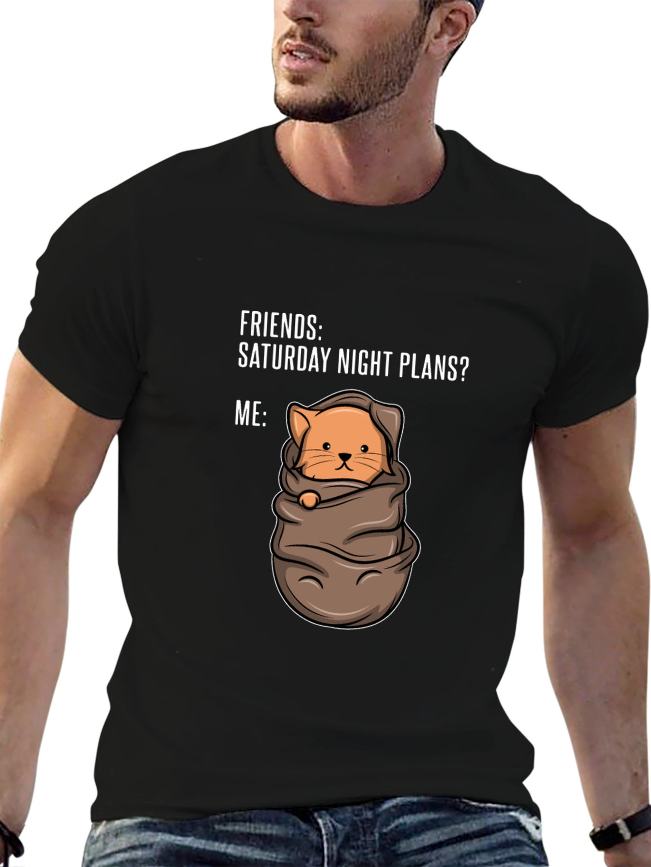 Cozy Cat Saturday Night T-Shirt