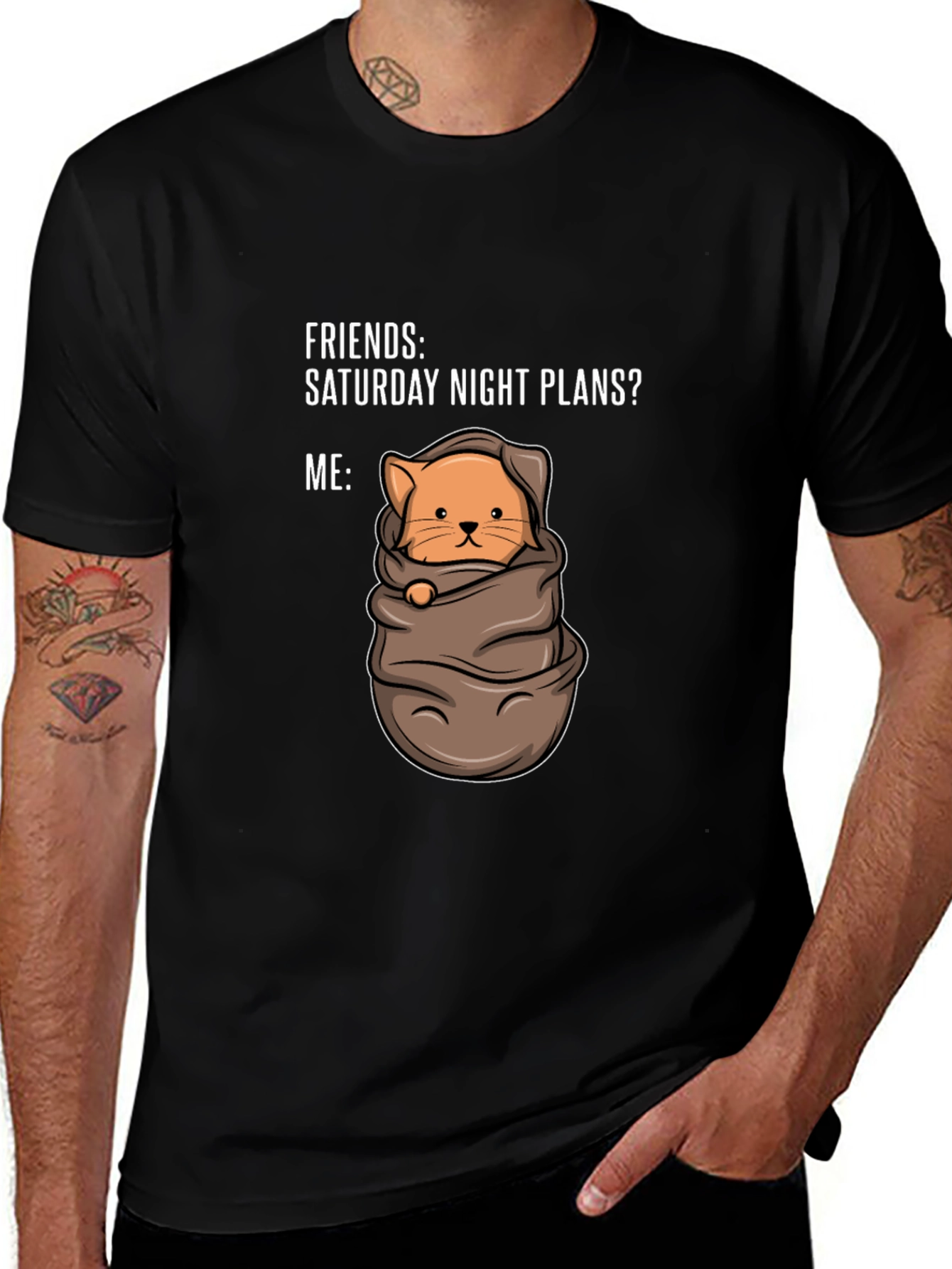 Cozy Cat Saturday Night T-Shirt