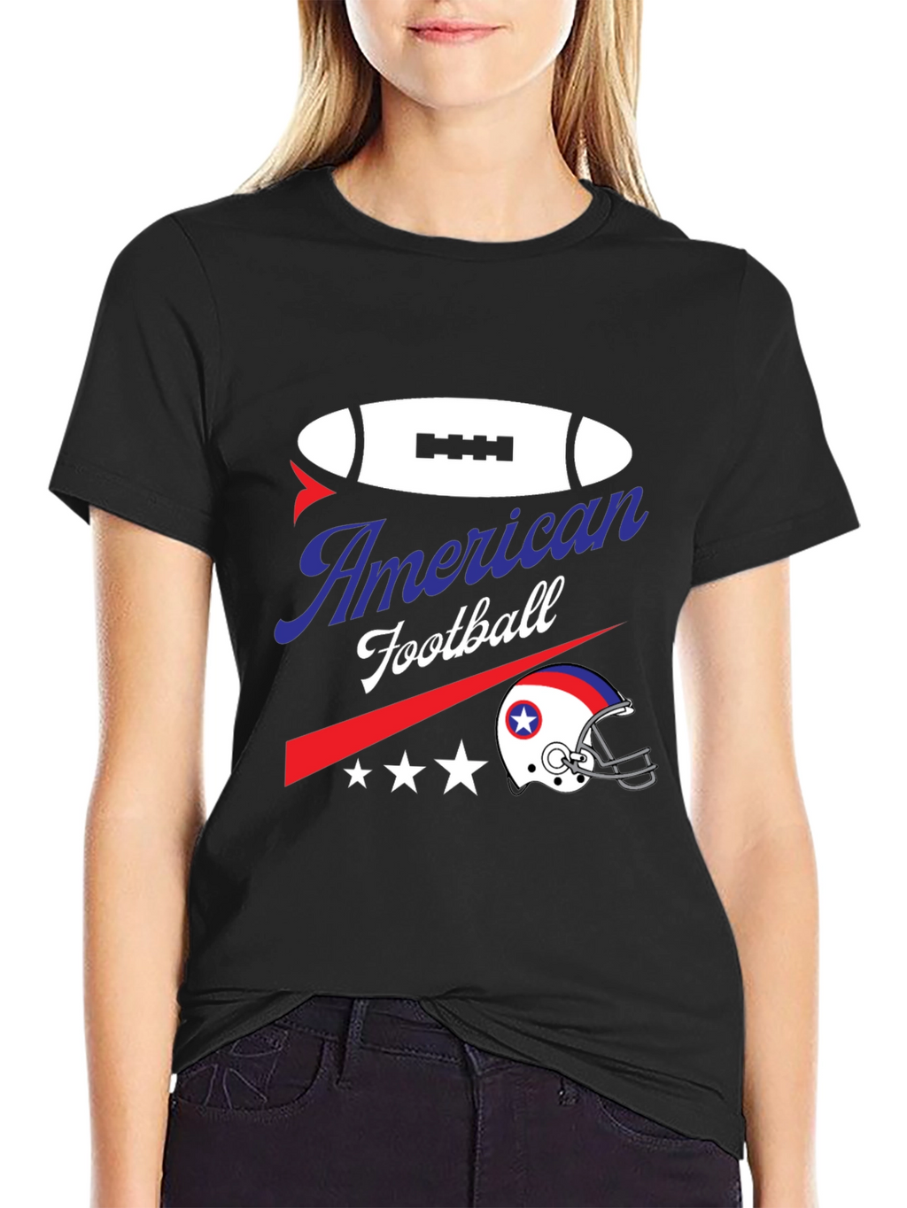 American Football Graphic Tee - Patriotic Design