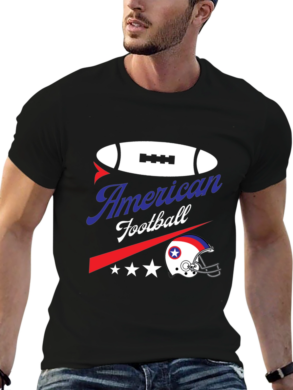 American Football Graphic Tee - Patriotic Design