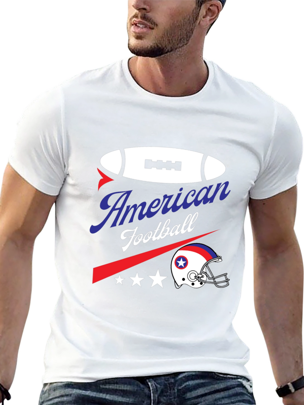 American Football Graphic Tee - Patriotic Design
