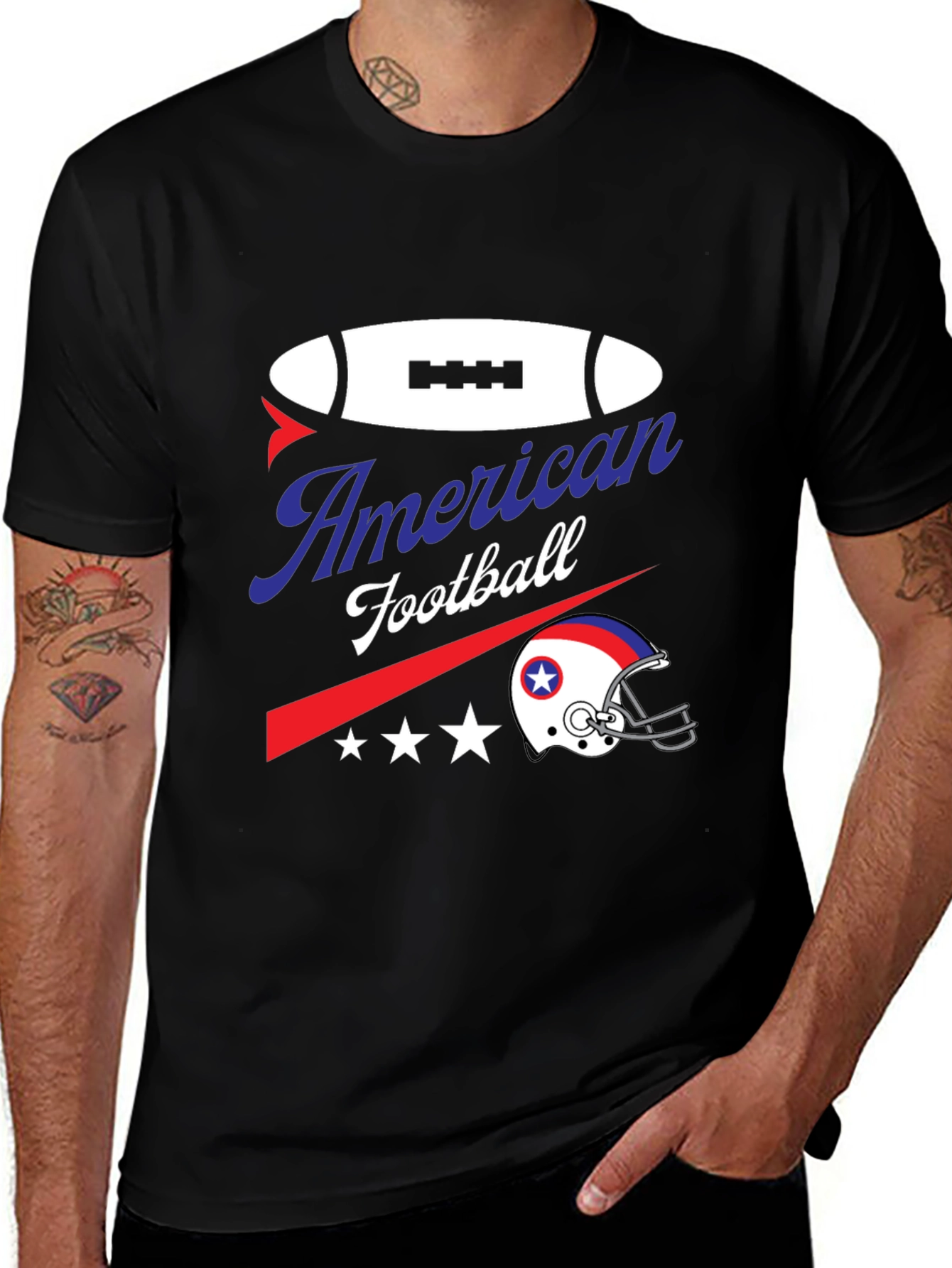American Football Graphic Tee - Patriotic Design