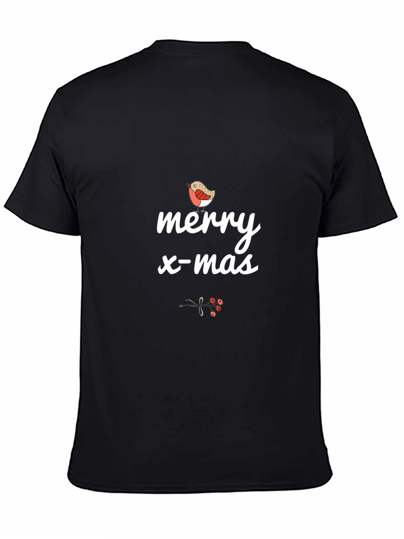 Merry X-mas Bird T-Shirt - Black