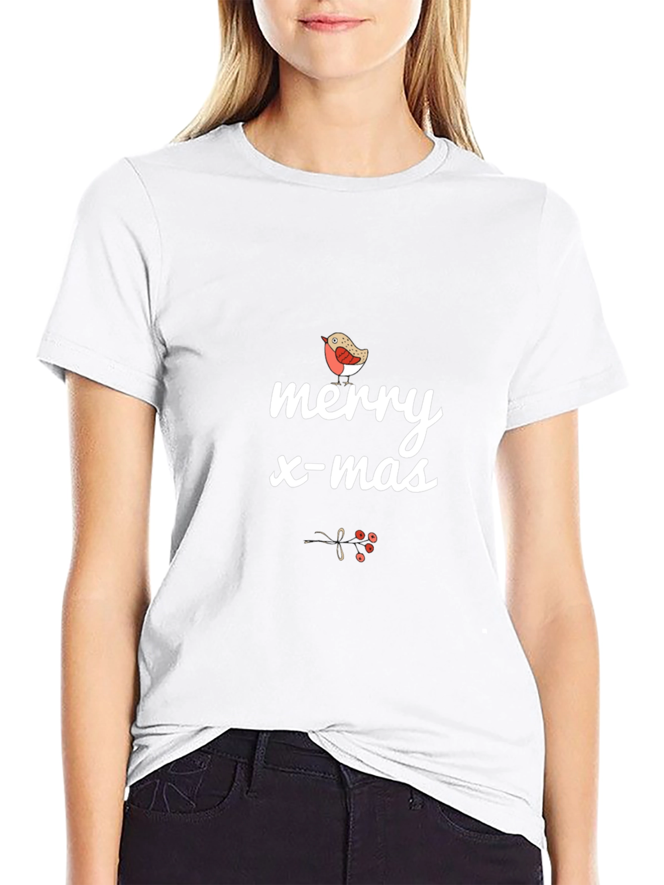 Merry X-mas Bird T-Shirt - Black