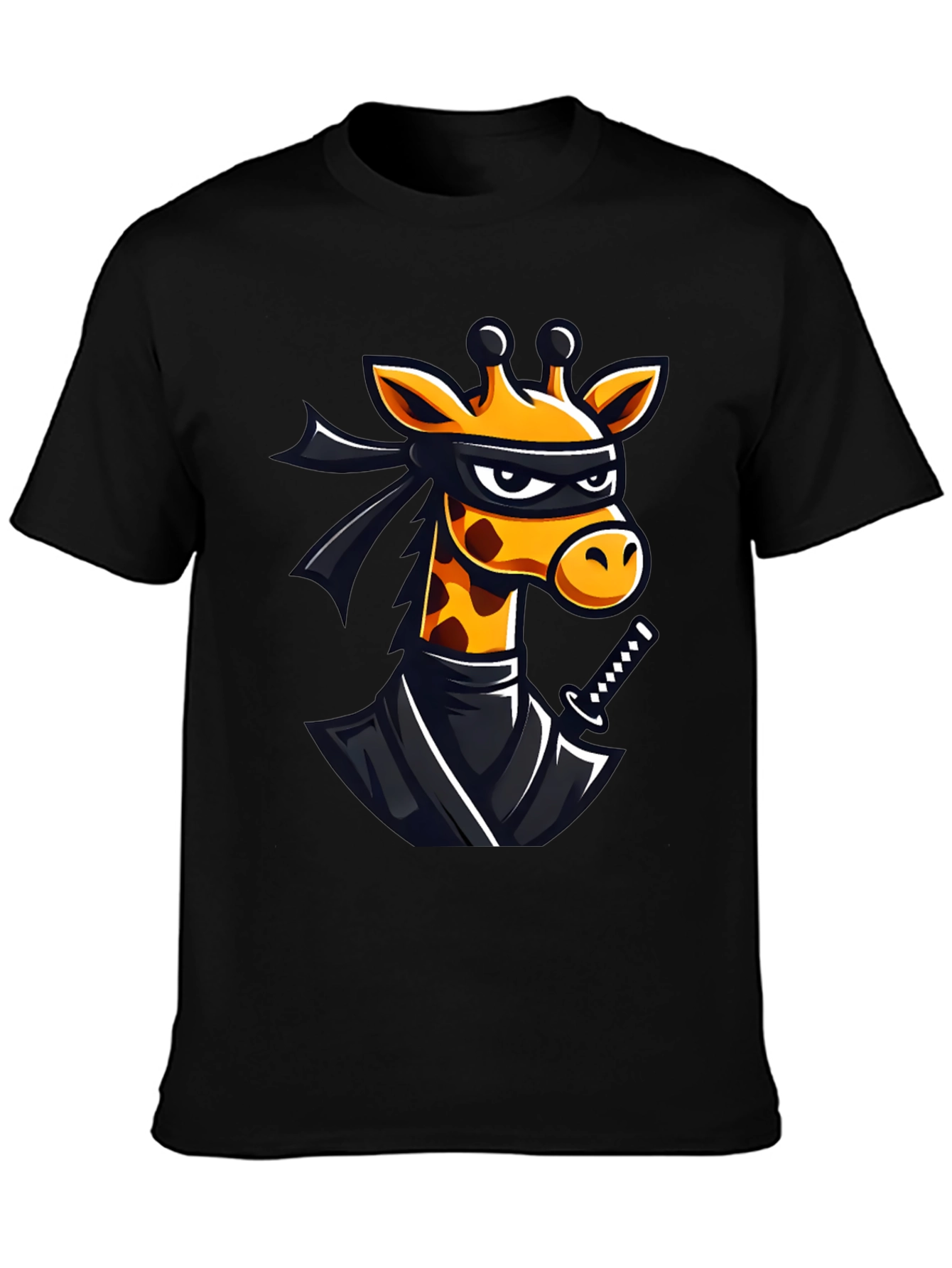 Ninja Giraffe Graphic T-Shirt - Black Cotton Tee