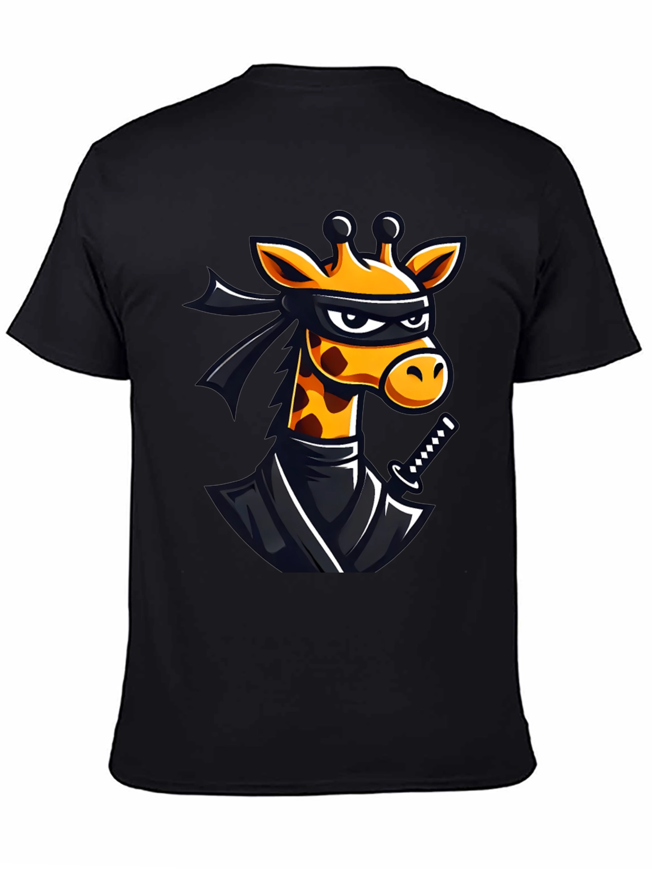 Ninja Giraffe Graphic T-Shirt - Black Cotton Tee