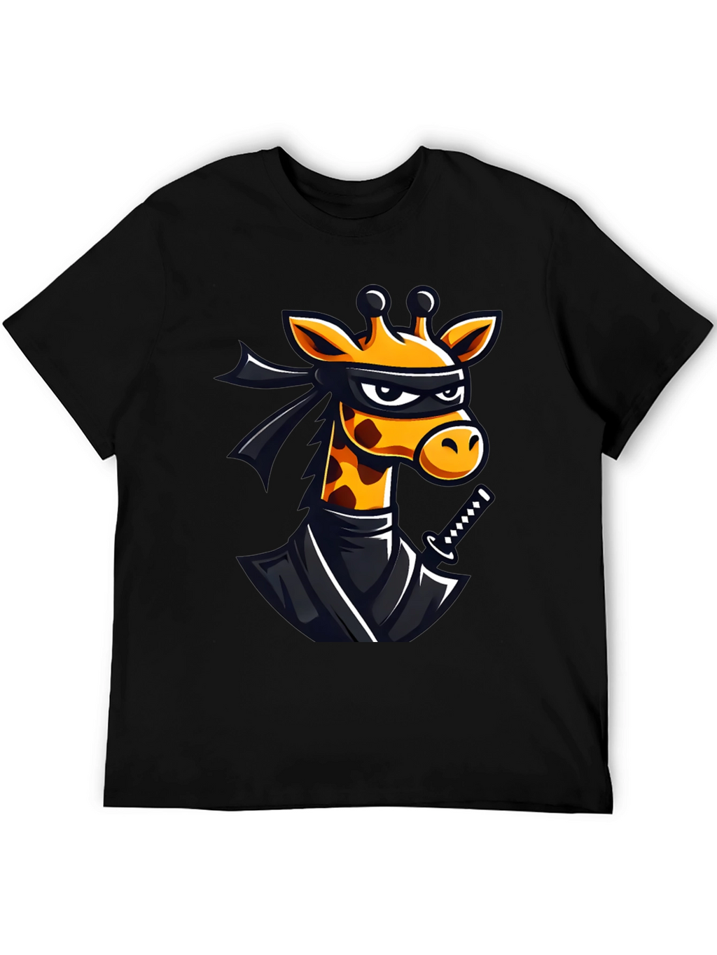 Ninja Giraffe Graphic T-Shirt - Black Cotton Tee