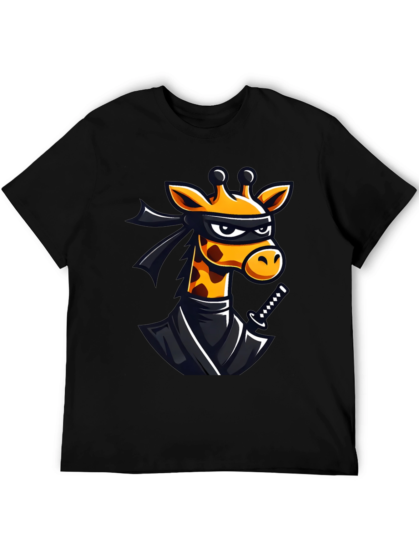 Ninja Giraffe Graphic T-Shirt - Black Cotton Tee