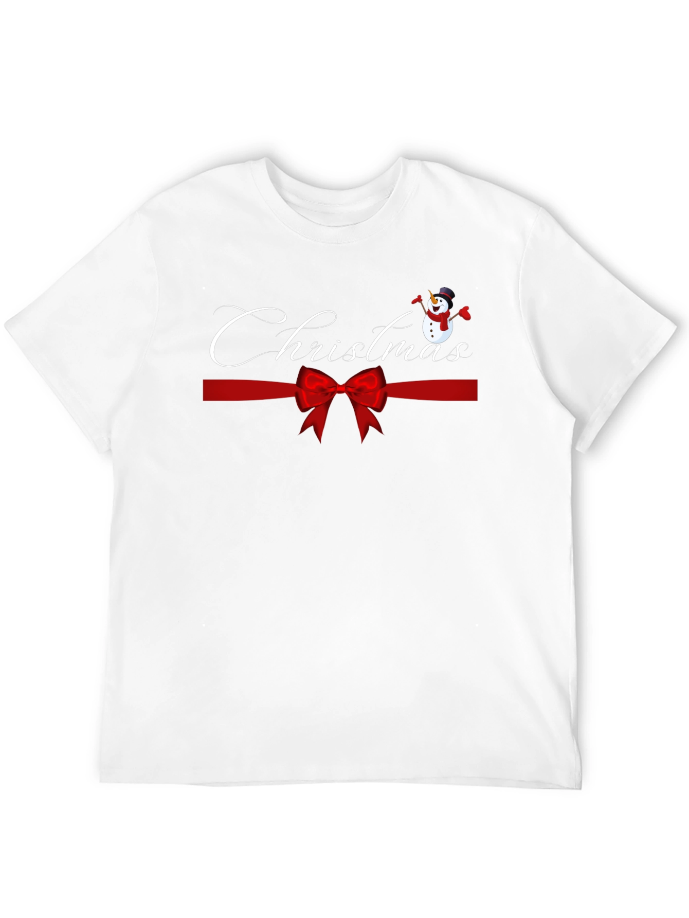 Festive Christmas Snowman Ribbon Graphic Tee