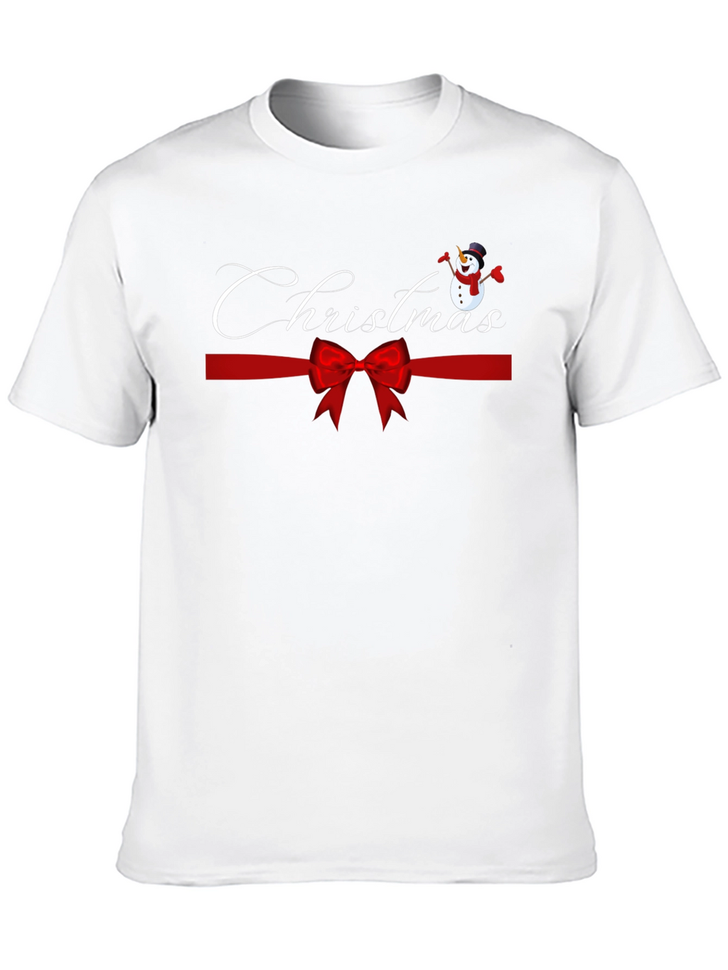Festive Christmas Snowman Ribbon Graphic Tee