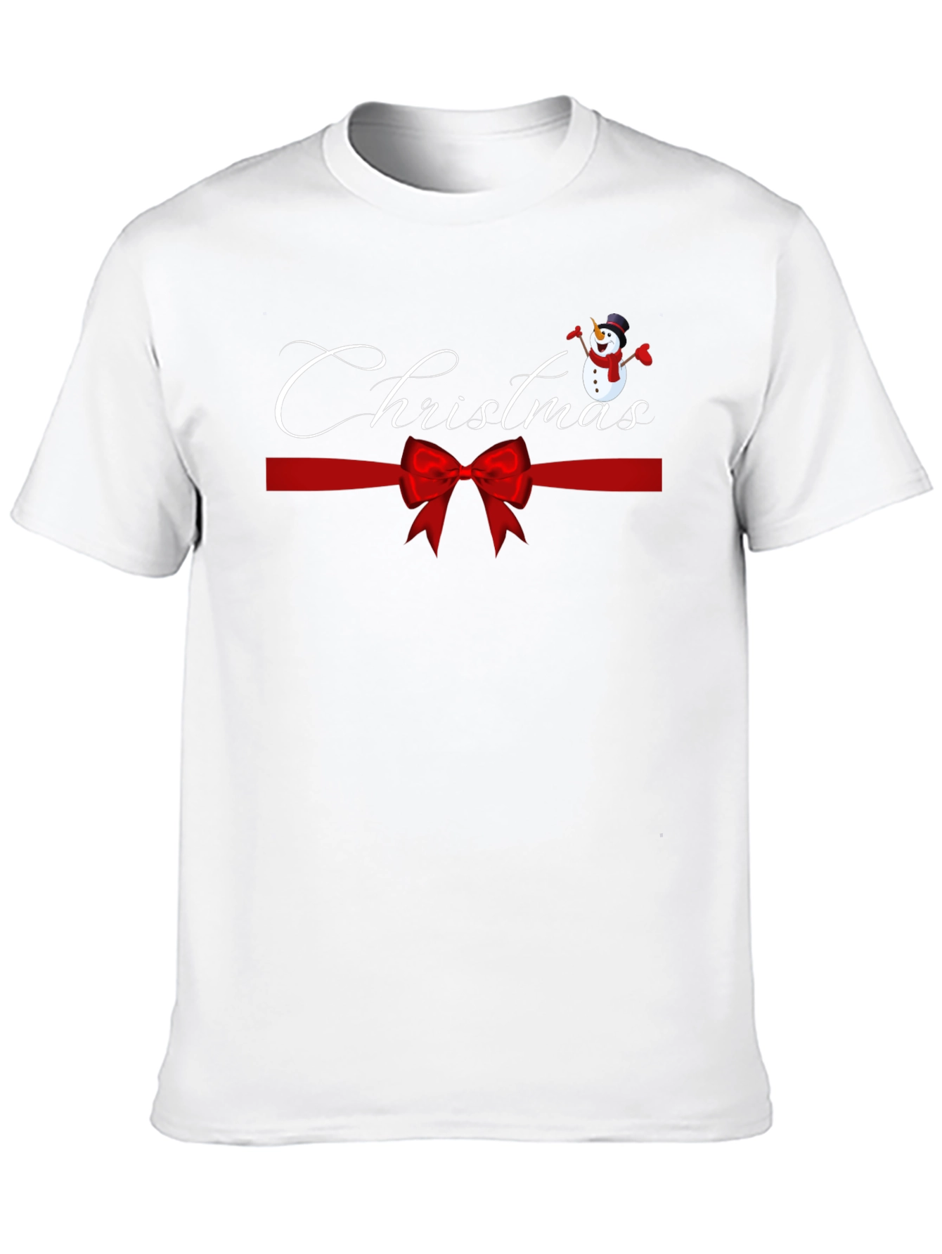 Festive Christmas Snowman Ribbon Graphic Tee