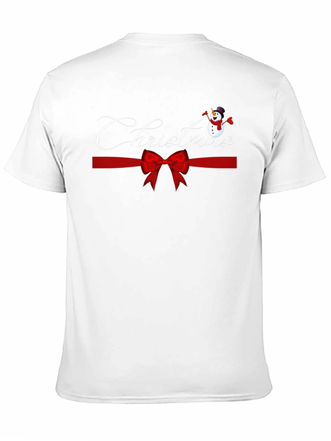 Festive Christmas Snowman Ribbon Graphic Tee