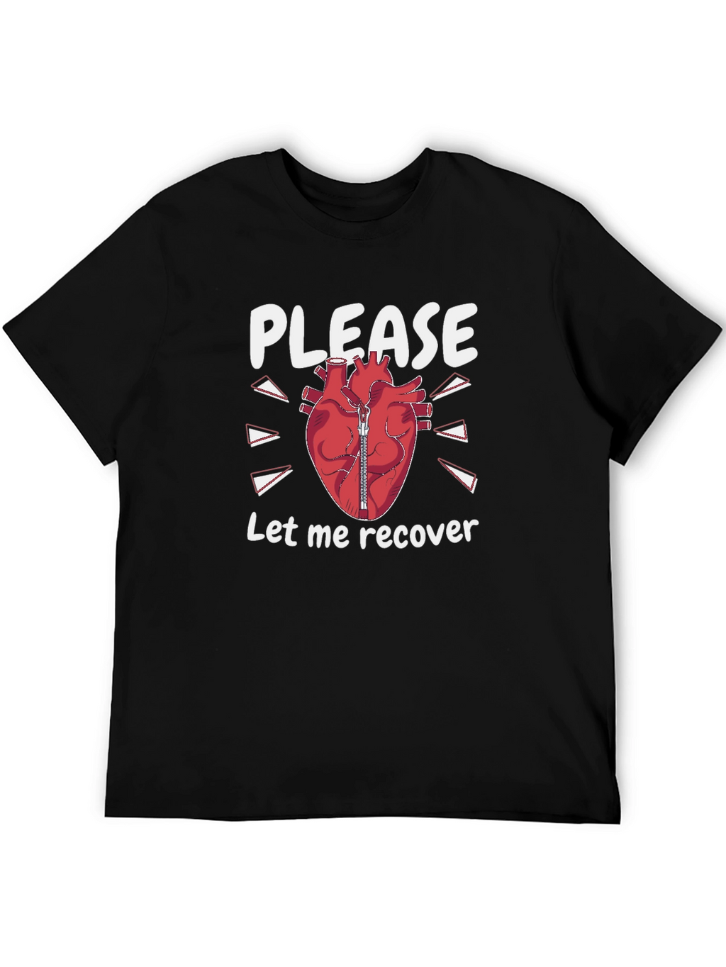 Please Let Me Recover Heart Zipper T-Shirt