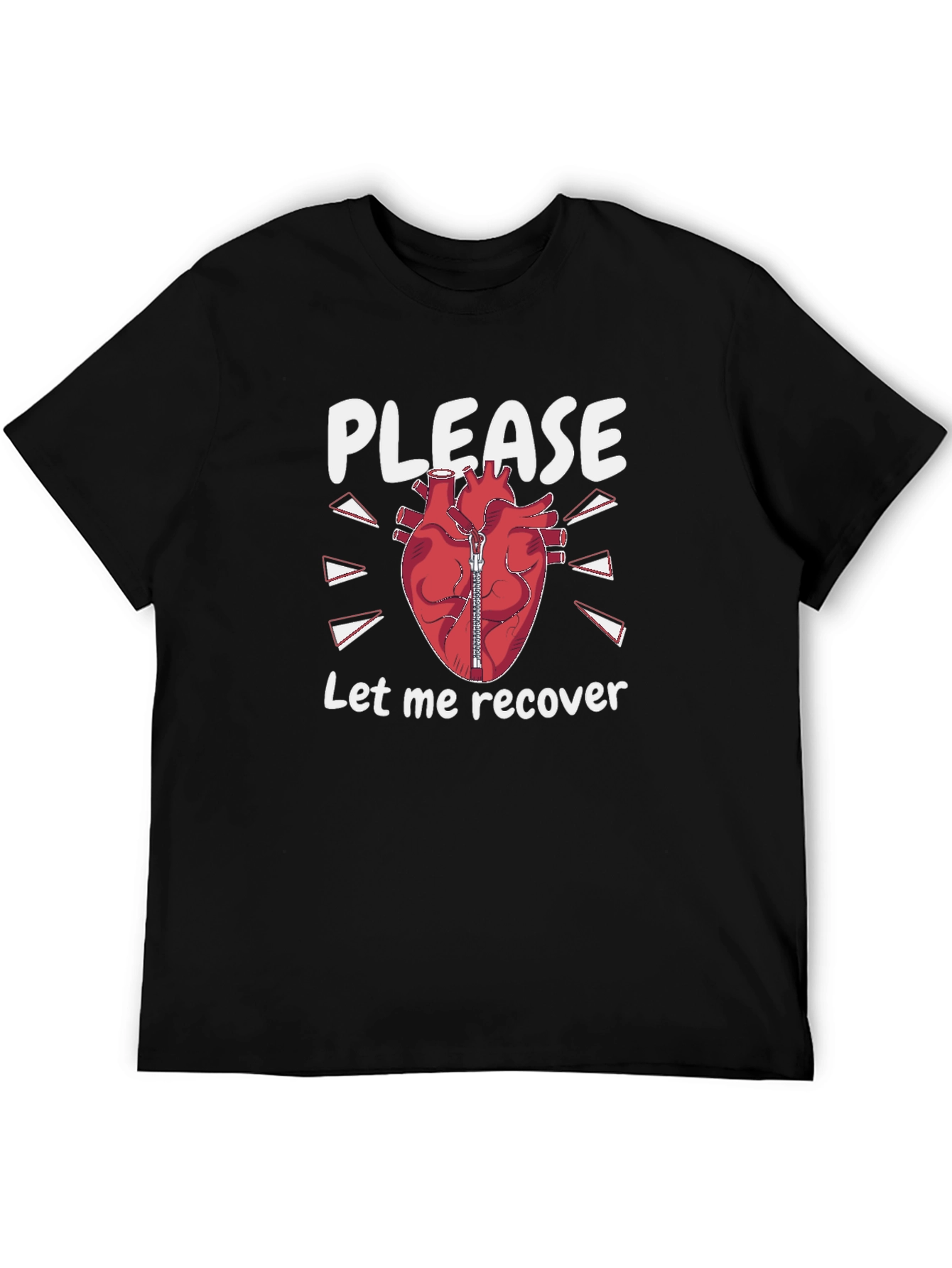 Please Let Me Recover Heart Zipper T-Shirt