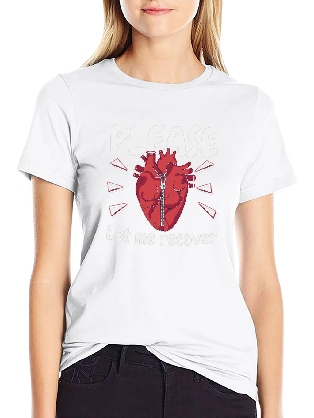 Please Let Me Recover Heart Zipper T-Shirt