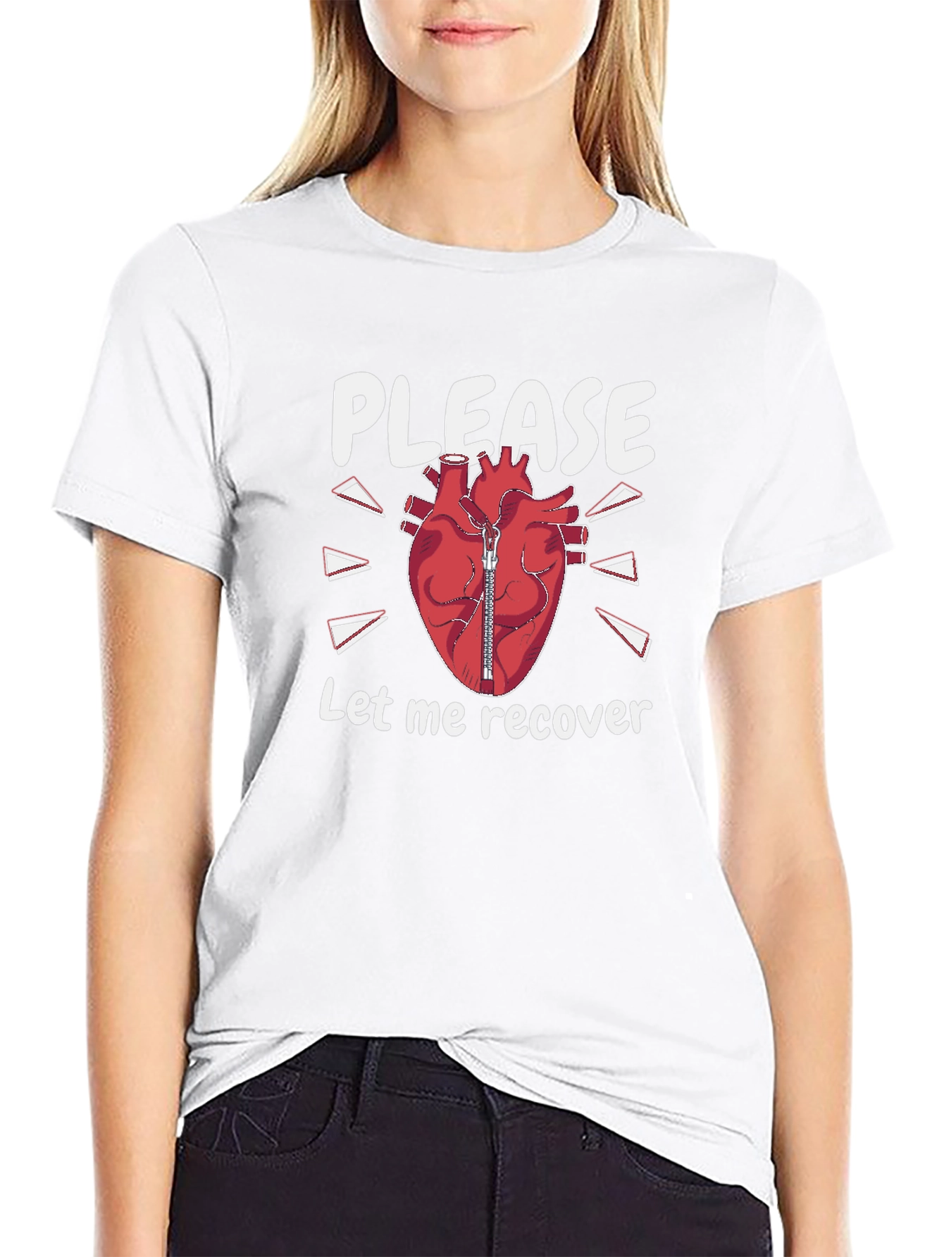 Please Let Me Recover Heart Zipper T-Shirt