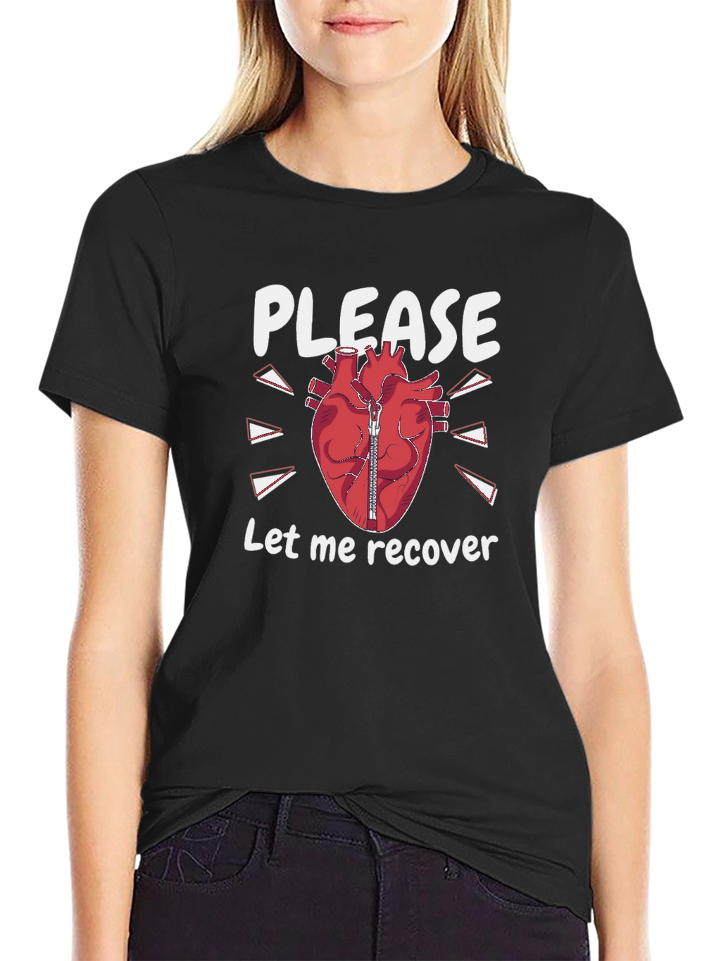 Please Let Me Recover Heart Zipper T-Shirt