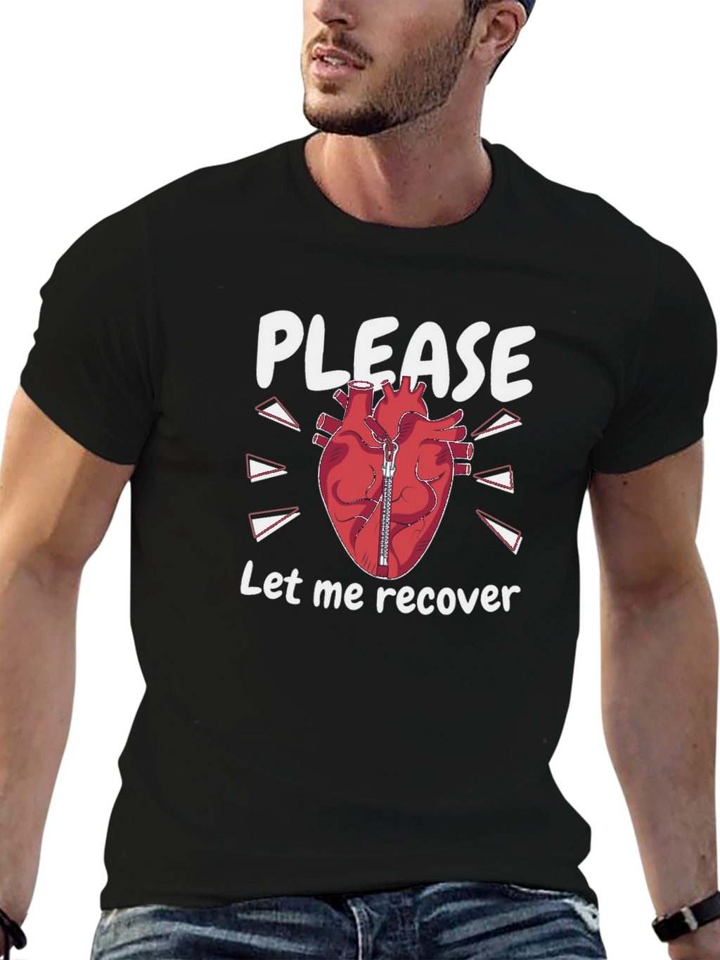 Please Let Me Recover Heart Zipper T-Shirt