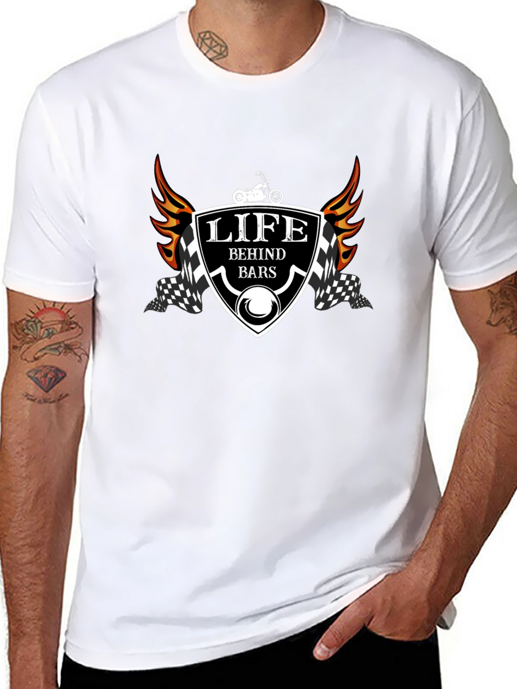Life Behind Bars T-Shirt - Motorcycle Design