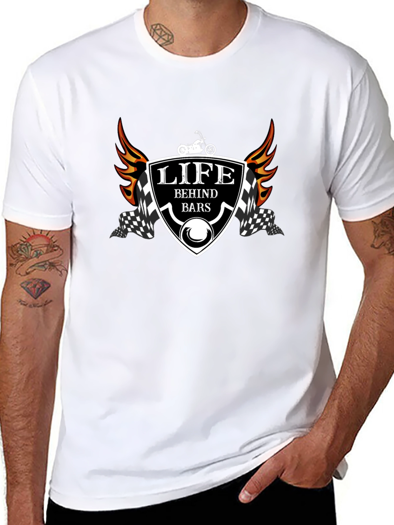 Life Behind Bars T-Shirt - Motorcycle Design