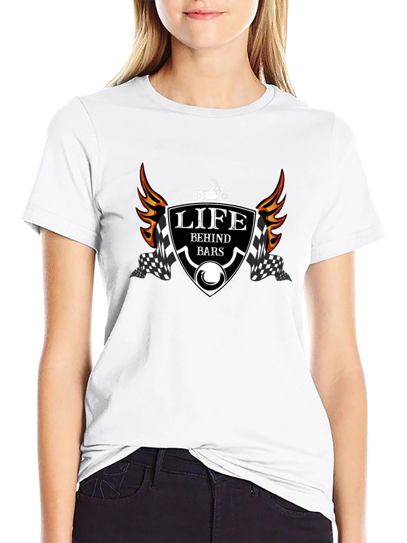 Life Behind Bars T-Shirt - Motorcycle Design