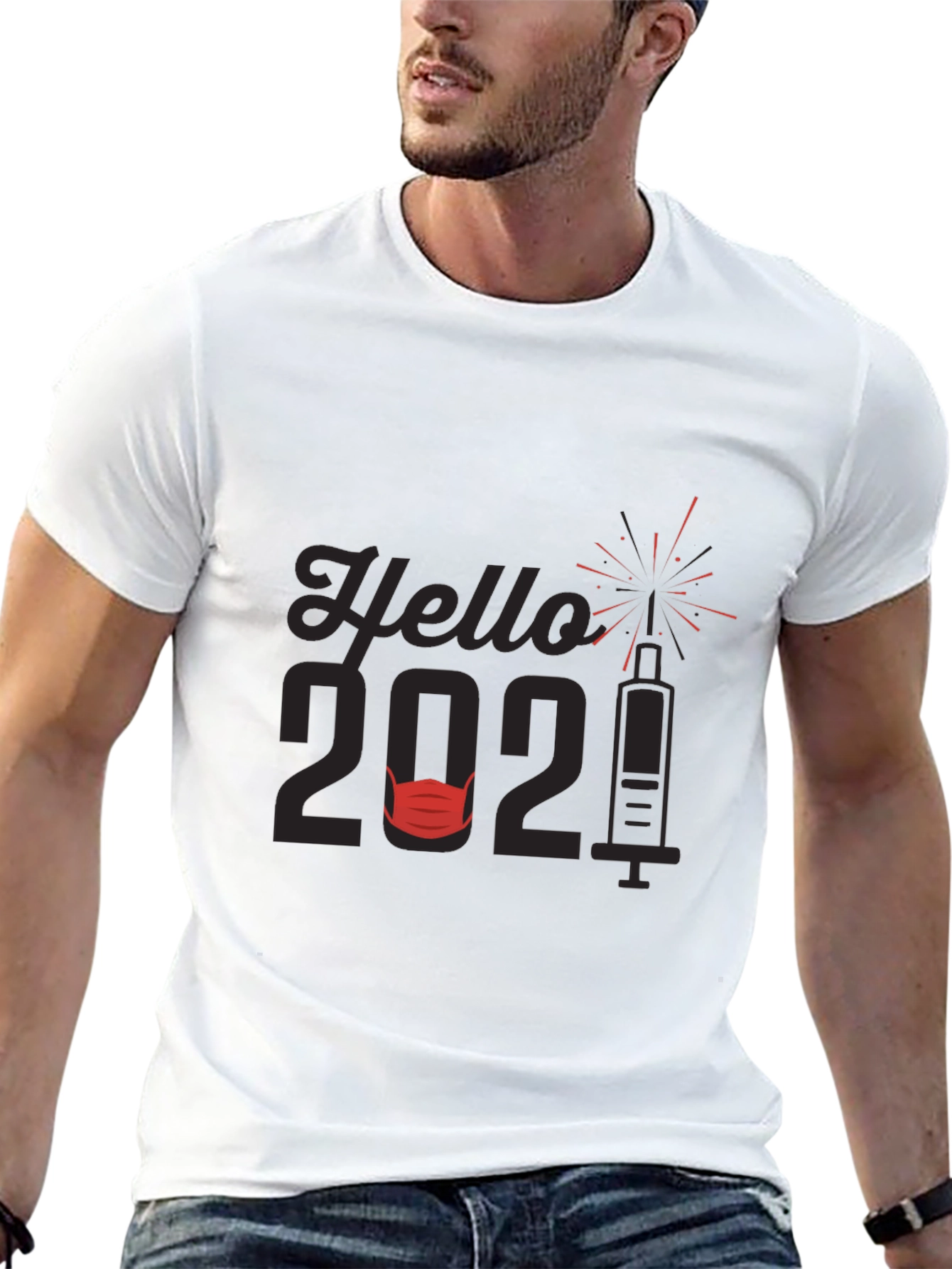 Hello 2021 T-Shirt Vaccine & Mask Design
