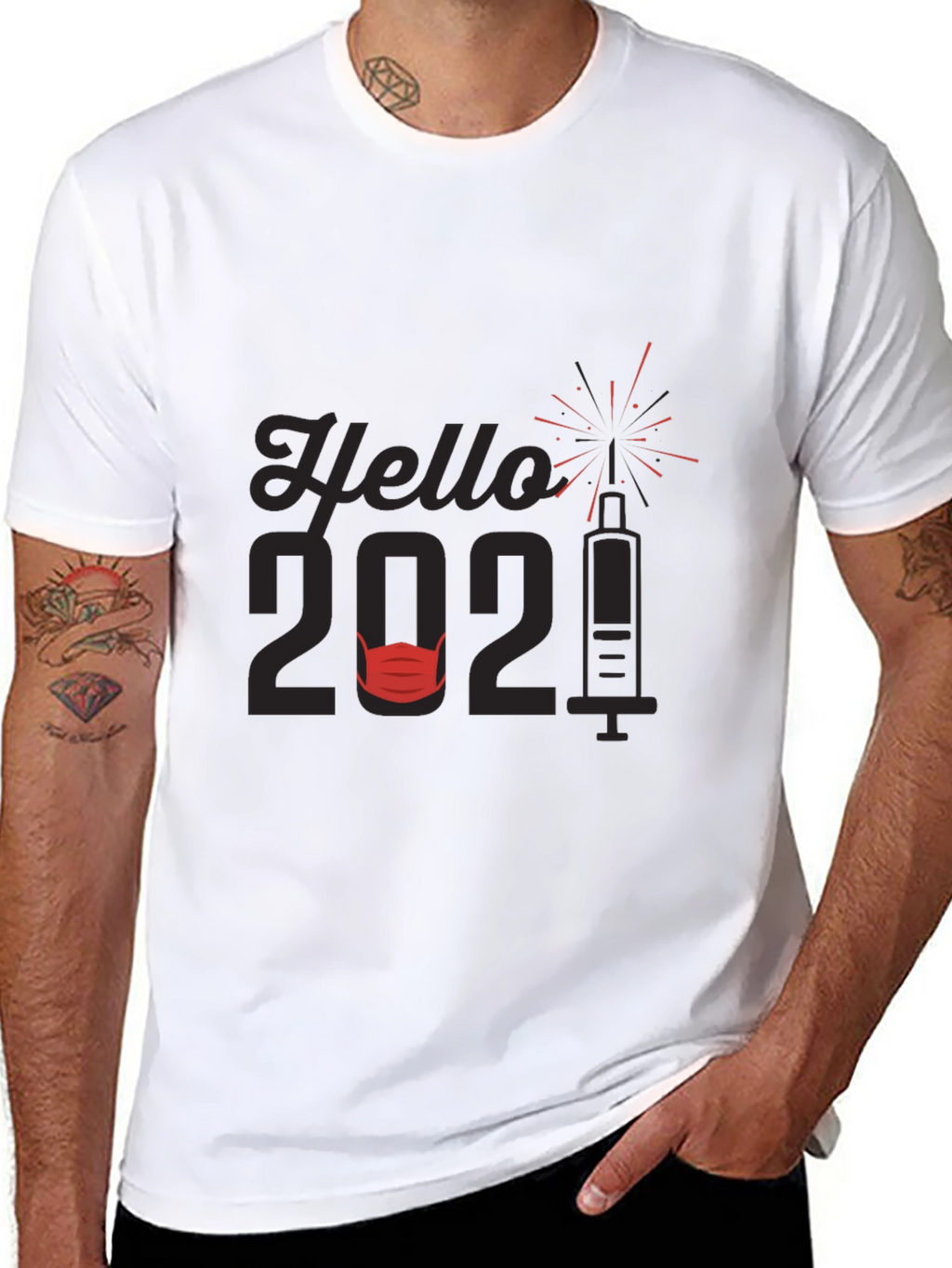 Hello 2021 T-Shirt Vaccine & Mask Design