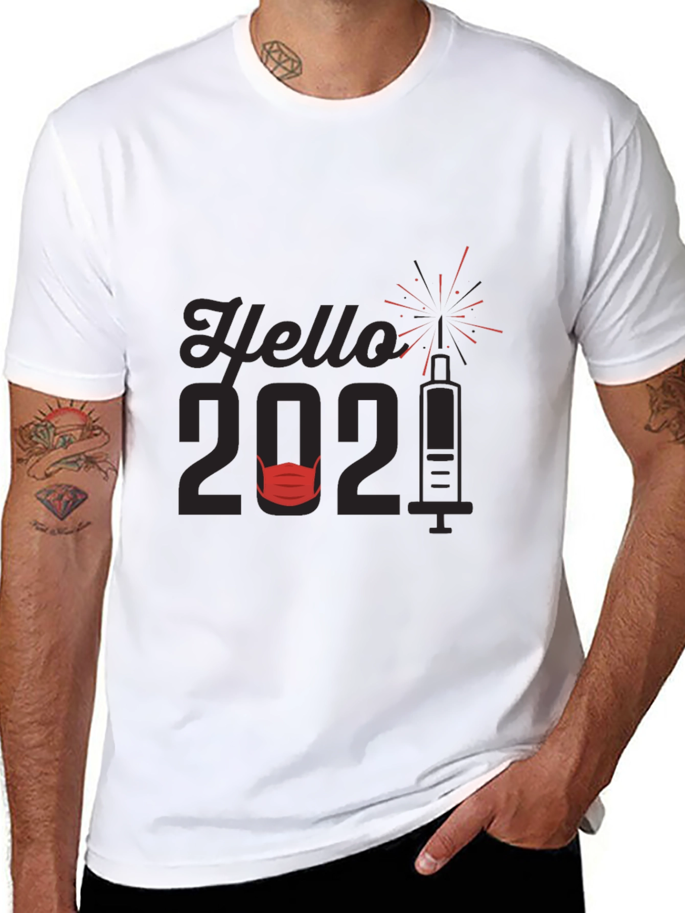 Hello 2021 T-Shirt Vaccine & Mask Design